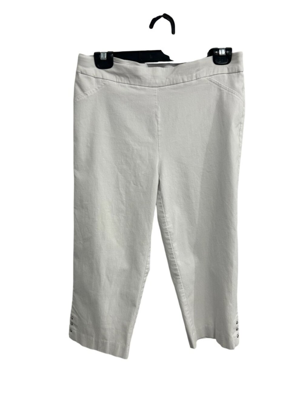 Counterparts Large White Capri Pants Button Accents Minimalist Timeless Style